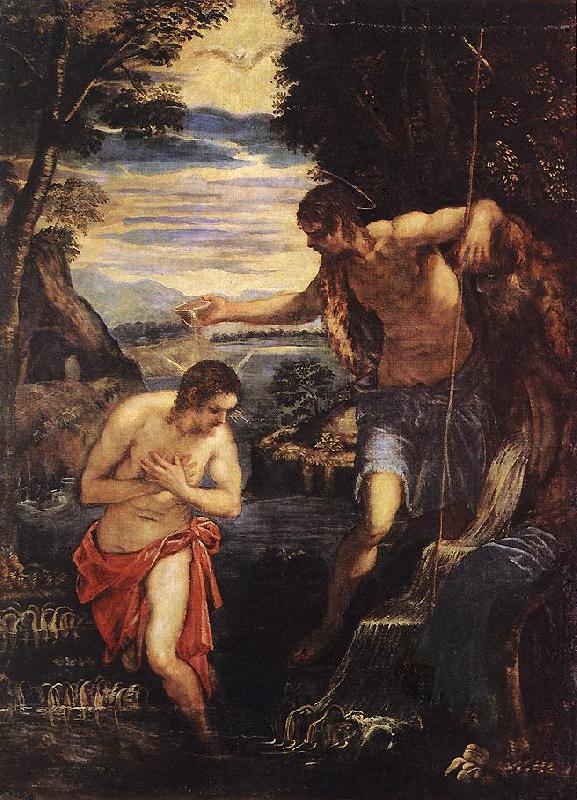 TINTORETTO, Jacopo Baptism of Christ  sd oil painting picture